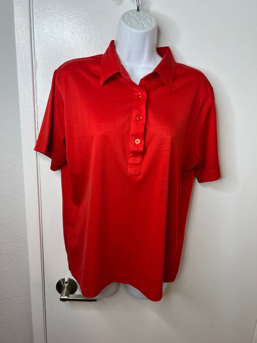 Vintage Knitwear by DiFini Women's Retro Polo Shirt Red ~ Size 42 (L)